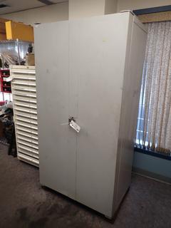 Kleton 38in X 24in X 75in Steel Storage Cabinet c/w Contents *Note: Buyer Responsible For Removal*