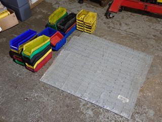 Qty Of (4) Kleton 36in X 19in Wall Mount Parts Organizer Tray Holders c/w Qty Of Assorted Part Organizer Trays 