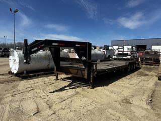 2009 Rainbow Trailers Tri/A Flat Bed Goose Neck Equipment Trailer C/w Flip Up Ramps, Adjustable Strap Winches, LT235/85R16, Spring Susp. VIN 2R9DA303491625010 *Note: Some Boards Require Replacing* **LOCATED IN COLD LAKE, AB**