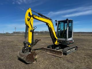 2019 Wacker Neuson EZ36 Mini Excavator c/w A/C Cab, Yanmar Diesel Engine, Aux Hyd, Swing Boom, 30in Cleanup Bucket, 18in Dig Bucket, 11in Thumb And Backfill Blade. Showing 3393hrs. SN WNCE1602CPAL00915 **LOCATED IN COLD LAKE, AB**