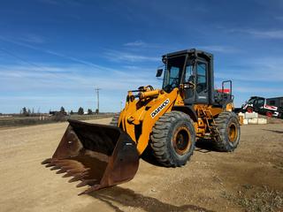 1996 Daewoo Mega 200 Wheel Loader C/w Q/c Bucket/ Hyd JRB Q/C Coupler, Cab, 20.5-25 Tires. Showing 1075 Hrs. SN 0177 **LOCATED IN LLOYDMINSTER, AB** *Grapple Bucket Sold To Fit Sold As Lot 291*