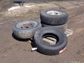 (2) Savero HT Plus LT265/75R16 Tires w/ 6-Bolt Rims, (1) Unused Savero LT265/75R16 Tire And (1) Bridgestone P265/75R16 Tire w/ Rim **LOCATED IN EDMONTON**