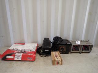 Unused Magnum Pro 350 MIG Welding Gun, Lincoln Electric L10844 250V Remote Control Kit, Miller RFC-23A Foot Pedal And (2) Red-D-Arc Fine Current Adjustments **LOCATED IN EDMONTON**