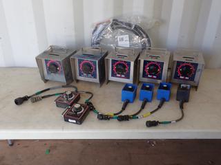 Qty Of (5) Red-D-Arc Fine Current Adjustments c/w Inland Output Control, Red-D-Arc Remote Controls And Miller Cable Power XR Alumafeed Cable **LOCATED IN EDMONTON**