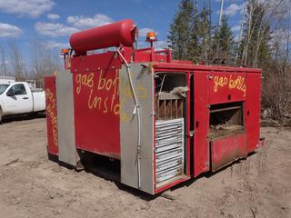 Boden Fabricating 12ft X 102in X 6ft Service Box c/w Storage Compartments, Air Tank And Toolbox. *Note: Dents, Scratches, Missing Door And Door Locks, Buyer Responsible For Removal*  **LOCATED @ 1 SUNSET BOULEVARD, FORT MCMURRAY, AB**
