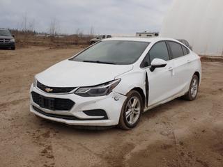 2017 Chevrolet Cruze LT 4-Door Sedan c/w 1.4L, A/T, Power Sunroof And 205/55R16 Tires. Showing 327,925kms. VIN 3G1BE5SM5HS592581 *Note: Windshield Cracked, Hail Damage Roof And Hood, Front Bumper, Headlight, Fender And Driver Door Damaged* **LOCATED AT LOT 2 AB-69, FORT MCMURRAY, AB**