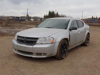 2010 Dodge Avenger 4-Door Sedan c/w 2.4L, A/T And 225/65R17 Tires. Showing 304,715kms. VIN 1B3CC4FB0AN126353 *Note: Front Fender Damaged, Rust, Scratches, Windshield Cracked, Engine And ABS Light On* **LOCATED AT LOT 2 AB-69, FORT MCMURRAY, AB**
