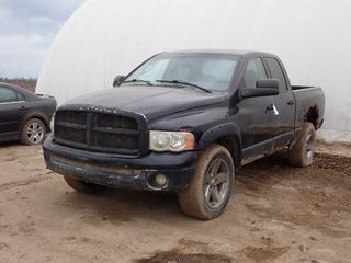 2005 Dodge Ram 1500 SLT 4X4 Crew Cab Pickup c/w 5.7L Magnum Hemi V8, A/T And P275/60R20 Tires, Showing 300,477kms. VIN 1D7HU18D05S185852 *Note: Rust Throughout Body, Does Not Reverse In AWD, Does Reverse In 4WD* **LOCATED AT LOT 2 AB-69, FORT MCMURRAY, AB**
