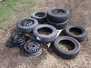 (2) Kelly P195/70R14 Tires w/ Rims, BF Goodrich P185/65R14 Tire w/ Rim, Bridgestone 195/60R14 Tire, (3) P185/65R14 Tires And (2) 14in Rims **LOCATED IN EDMONTON**