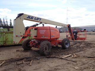 2013 JLG 600AJ 60ft Articulating Boom Lift c/w CAT C3.4 Diesel Engine, 39.74ft Max Horizontal Reach And 355/55D625N Tires. Showing 1192hrs. SN 0300176792. *Note: No Battery, Running Condition Unknown* **LOCATED @ 1 SUNSET BOULEVARD, FORT MCMURRAY, AB**