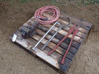 Hook Spanner Wrench, 36in Bolt Cutters, 6in Vise And Assorted Supplies **LOCATED @ EDMONTON YARD**