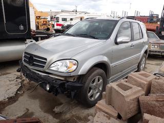 2002 Mercedes Benz ML-500 Sport M-Class SUV c/e 5.0L V8, A/T, Leather Seats, Power Sunroof And 275/55R17 Tires. Showing 226,474kms. VIN 4JGAB75E02A315403 *Note: Front Bumper, Passenger Side Panels And Step Damaged, Catalytic Converter Missing* **LOCATED @ Dave's Diesel Repair In Acheson, AB**