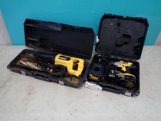 Dewalt DW056 18V 1/4in Impact c/w (2) 18V Batteries, Charger And Dewalt DW304P 120V Reciprocating Saw **LOCATED @ EDMONTON YARD**