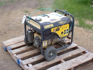 Champion Model 100100 120V Generator w/ 224cc Gas Engine, 4000 Peak Watts. SN 16APR1300443 *Note: Pull Cord Requires Repair, Running Condition Unknown* **LOCATED @ EDMONTON YARD**