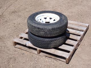 (1) Super Cargo ST205/75R14 Tire w/ 5-Bolt Rim And (1) Grand Ride ST205/75R14 Tire w/ 5-Bolt Rim **LOCATED @ EDMONTON YARD**