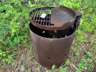 24in Steel Fire Pit C/w Swing Away Grill *Note: Buyer Responsible For Removal* **LOCATED NEAR COLD LAKE, AB FOR MORE INFO CONTACT KIRK @780-826-8558**