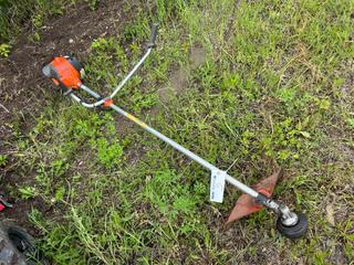 Husqvarna 128R Gas-Powered Brush Cutter C/w Bicycle Handle Configuration, 28 Cc 2-Cycle E-Tech Engine, Straight Shaft, Recoil Start, Semi-Automatic Trimmer Head, Metal Grass Blade Guard, Adjustable Harness Mount, S/N Unknown. *Note: Buyer Responsible For Removal* **LOCATED NEAR COLD LAKE, AB FOR MORE INFO CONTACT KIRK @780-826-8558**