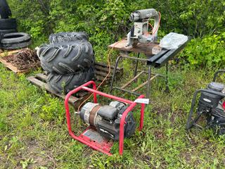 Porter-Cable CH250 Portable Gasoline Generator C/w Black & Decker 7700 Radial Arm Saw *Note: Buyer Responsible For Removal* **LOCATED NEAR COLD LAKE, AB FOR MORE INFO CONTACT KIRK @780-826-8558**