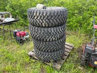 (4) 35x12.50R18LT Mud Terrain Tires C/w Multi-Spoke Alloy Wheels, 8-Bolt Pattern *Note: Buyer Responsible For Removal* **LOCATED NEAR COLD LAKE, AB FOR MORE INFO CONTACT KIRK @780-826-8558**
