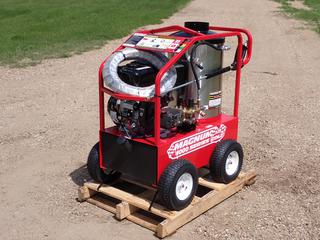 Unused Magnum 4000 Series Gold 4000PSI Hot Water Pressure Washer c/w 15hp Gas Motor, 12V, Diesel Fired Burner And Electronic Ignition. SN 262341 **LOCATED @ EDMONTON YARD**