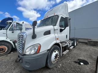 2011 Freightliner Cascadia T/A Truck Tractor c/w Detroit DD13 Diesel Engine, Eaton Fuller 10 Spd Manual Transmission, Engine Brake, Locking Differential, Air Ride Suspension, Air Slide 5th Wheel, Dual Aluminum Fuel Tanks, 11R22.5 Tires, VIN 1FUJGBDV9BSBA8892. *Note: REQUIRES REPAIRS, NO KEY* *Located In Delta, BC.* 