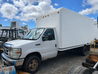2008 Ford E450 Super Duty Cube Van, 5-Spd Automatic, 6.0L Power Stroke Turbo Diesel, Unicell Van Body, Roll-Up Rear Door, Aluminum Pull-Out Step, Dual Rear Wheels, Showing 374,577 Kms, VIN 1FDXE45P48DA41356 *Note: BOOST REQUIRED, CONTENTS NOT INCLUDED* *Located In Delta, BC.* 