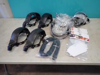 Qty Of Castle Weld Shop Head Gear Adaptors c/w 3M Speedglas Clear Grinding Visors And Cap Mounted Face Shield Brackets** **LOCATED @ EDMONTON YARD**