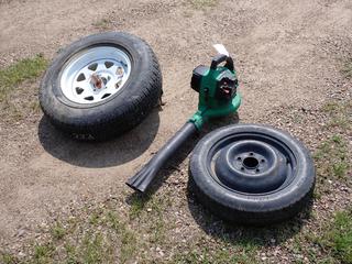 Weed Eater BV2000 Blower Vac w/ 25cc Engine c/w ST225/75R15 Tire w/ 5-Bolt Rim And T135/80D15 Tire w/ Rim **LOCATED @ EDMONTON YARD** 