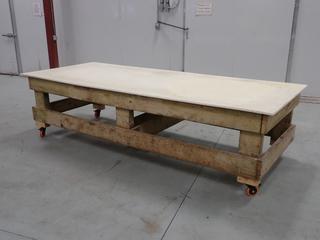 10ft X 4ft X 32in Portable Homemade Wooden Table w/ Teflon Top 