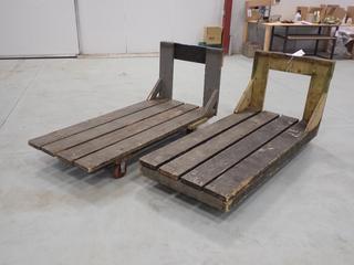 (2) 69in X 32in X 10in Homemade Wooden Platform Carts