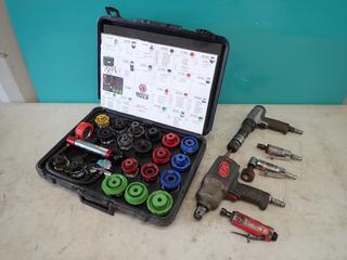 Matco Tools MPT15000P 15pc Cooling System Adapter Set c/w Ingersoll Rand 3/4in Pneumatic Impact Wrench, Pneumatic Hammer And (3) Pneumatic Die Grinders **Located @ Edmonton Yard**