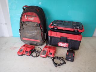 Milwaukee 0970-20 18V Packout 2.5-Gal Wet/Dry Vacuum c/w (1) Battery, (2) Chargers, And Milwaukee Backpack  **Located @ Edmonton Yard**