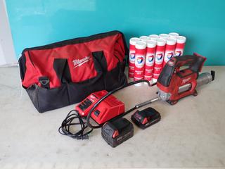 Milwaukee 2646-20 18V 10,000PSI Grease Gun c/w (2) Batteries, Charger, Bag And (10) Unused Tubes Of Total Marson WR2 Lithium MP Grease **Located @ Edmonton Yard**