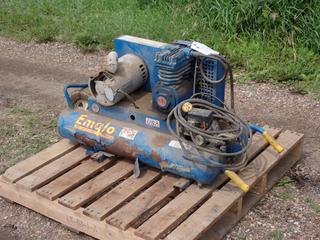 Emglo K15A-8P 115V Dual Tank Portable Air Compressor. SN 063099126 *Note: Motor Damaged, Needs New Tire* **Located @ Edmonton Yard**