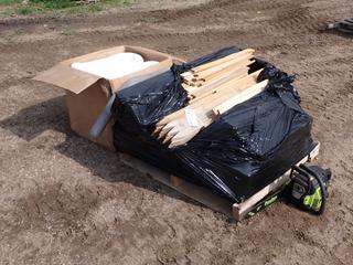 Qty Of Survey Stakes c/w Roughneck 3in X 8ft Oil Socks And Poulan P3816 16in Chainsaw **Located @ Edmonton Yard**