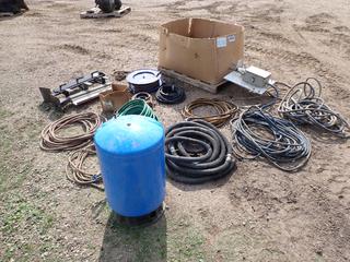 Simer VT20-04 Pre Charged Pressure Tank, (2) Chain Hangers, Hose Reel, Assorted Hose, HPSS Single Foamer And Misc Supplies **Located @ Edmonton Yard**