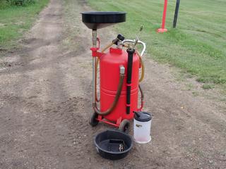 Adjustable Height Waste Oil Drain Tank c/w Oil Pan **Located @ Edmonton Yard**