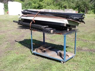 4ft X 2ft X 35in Shop Cart c/w (2) Folding Tables, 6ft Crossbeams And Assorted Supplies **Located @ Edmonton Yard**