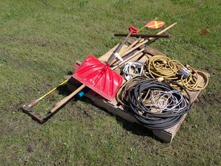 Qty Of Assorted Extension Cords, Shovels, Broom, Buggy Whip And Assorted Supplies **Located @ Edmonton Yard**