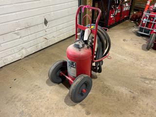 Ansul Wheeled Nitrogen-Pressurized Dry Chemical Fire Extinguisher, c/w Heavy-Duty Hose & Discharge Nozzle, Pressure Regulator **Located @ Fort McMurray Airport**