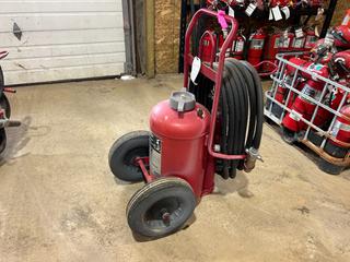 Ansul Wheeled Nitrogen-Pressurized Dry Chemical Fire Extinguisher, c/w Heavy-Duty Hose & Discharge Nozzle, Pressure Regulator **Located @ Fort McMurray Airport**