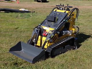 Unused SDLANCH SDLL60 Stand On Mini Skid Steer Loader c/w 420cc Gas Engine And 3ft Bucket. Showing 0hrs. SN A2512290721 **Located @ Edmonton Yard**