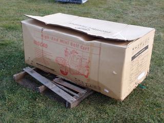 Unused IRGC40 110V 3-Wheeled High-End Mini Golf Cart. SN H52ZYF7T6TA000754 **Located @ Edmonton Yard**