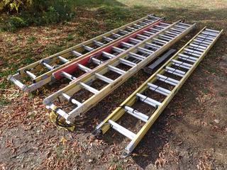 Qty Of (3) Featherlite 28ft And (1) 24ft Extension Ladders **Located @ Edmonton Yard**