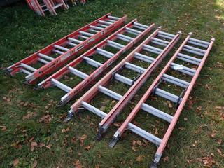 Qty Of (4) Sturdy 16ft Extension Ladders **Located @ Edmonton Yard**