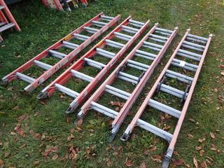 Qty Of (4) Sturdy 16ft Extension Ladders **Located @ Edmonton Yard**