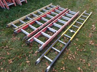 Qty Of (3) 16ft Extension Ladders c/w (1) Werner 10ft Ladder **Located @ Edmonton Yard**