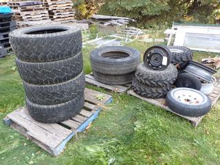 Qty Of (4) 275/55R20, (2) 275/70R22.5, (4) 185/65R14, (2) 195/70R14, (2) AT26X12.5-12, (2) AT26X9.5-12 And (1) P185/65R14 Tires c/w (2) 8-Bolt Rims **Located @ Edmonton Yard**