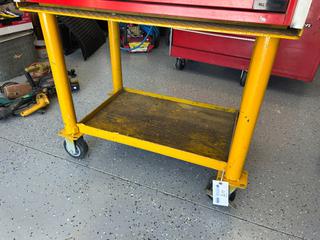 Mobile Steel Tool Chest Stand/Utility Cart, Approx. 40 IN W x 32 IN H, c/w Lower Storage Shelf, Welded Tubular Steel Frame & (4) Swivel Casters