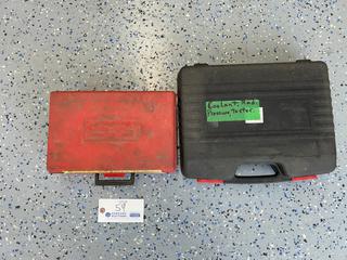 Qty of (2) Automotive Cooling System Pressure Test & Service Tool Kits c/w Hand Pumps, Pressure Hoses, Radiator/Expansion Tank Cap Adapters & Assorted Fittings, c/w Molded Carrying Cases.